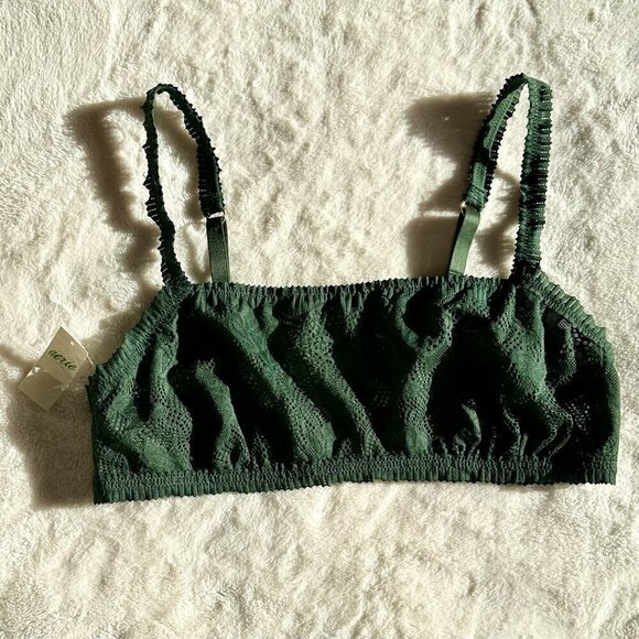 NWT Aerie Coral Lace Bandeau Bralette in Green - Size: Large - Picture 1 of 7